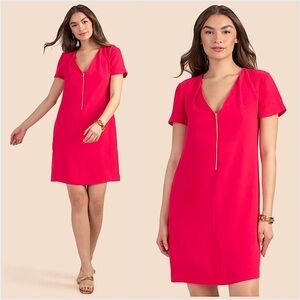 TRINA TURK Banning V-neck Tunic Mini Dress Size‎ 12 in Hot Pink New Without Tags